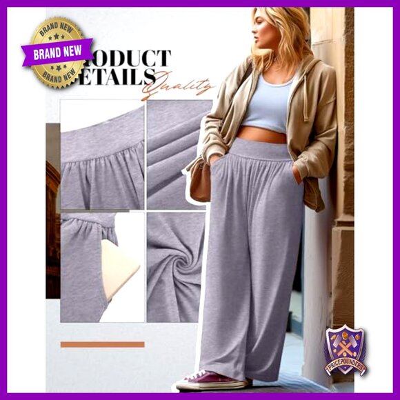 Plus Size Wide Leg Yoga Pants High Waist Sweatpants Lounge with Pockets - Picture 5 of 7